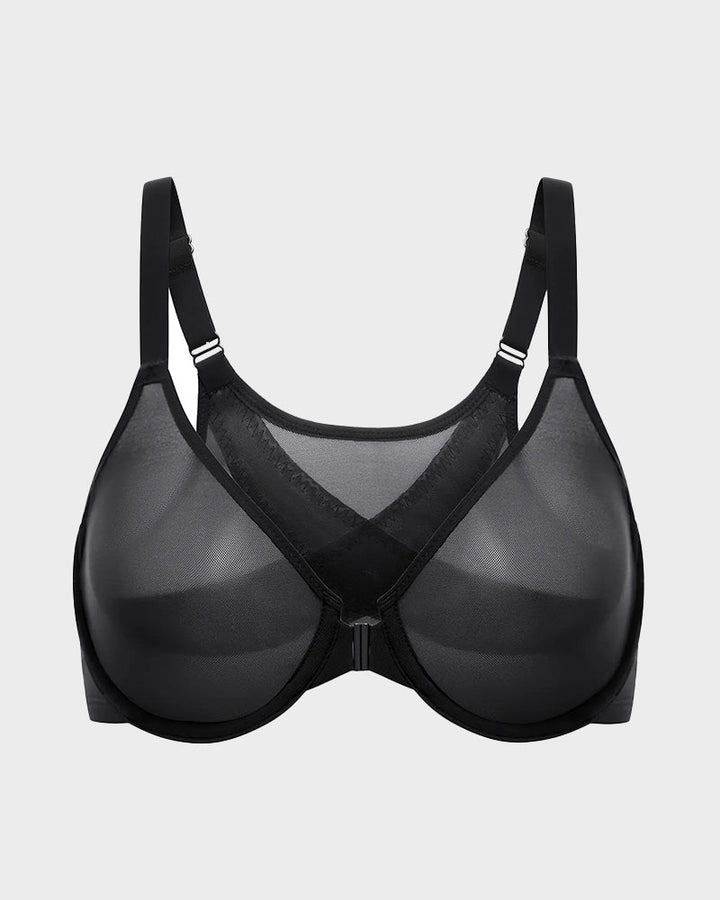 Front Closure Mesh Support Bra