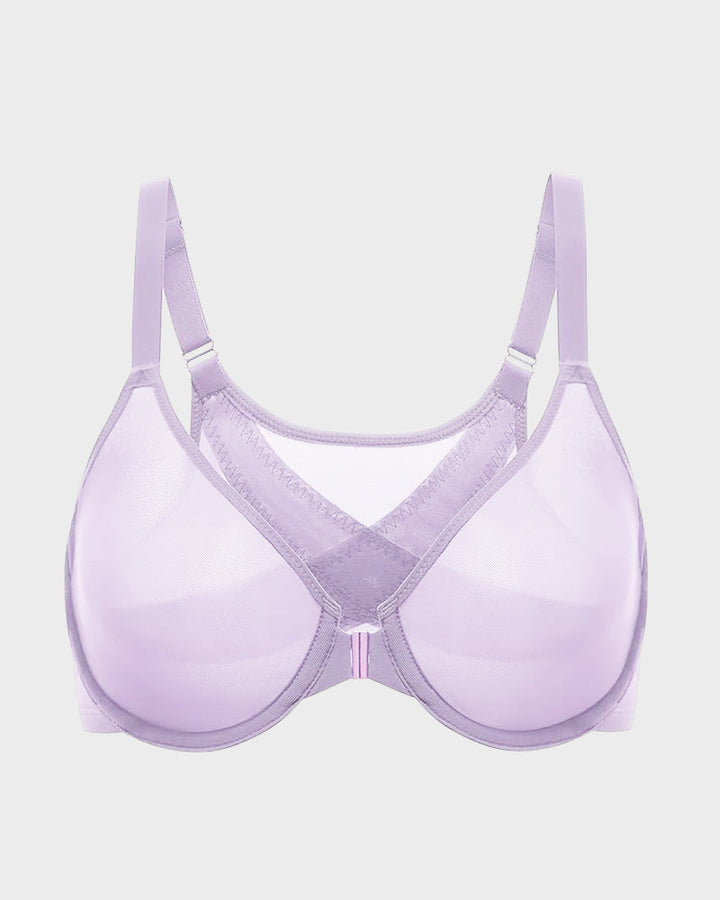 Front Closure Mesh Support Bra